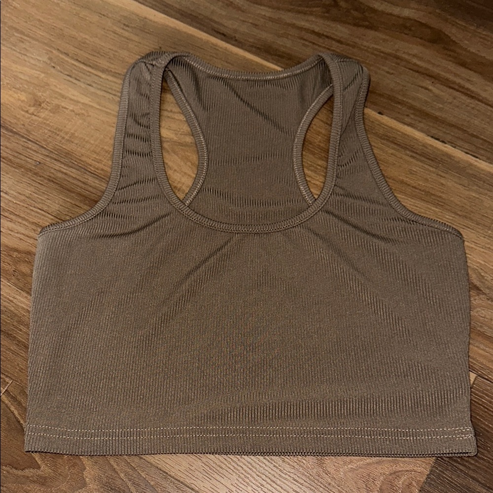 Brown Ribbed Tank Top